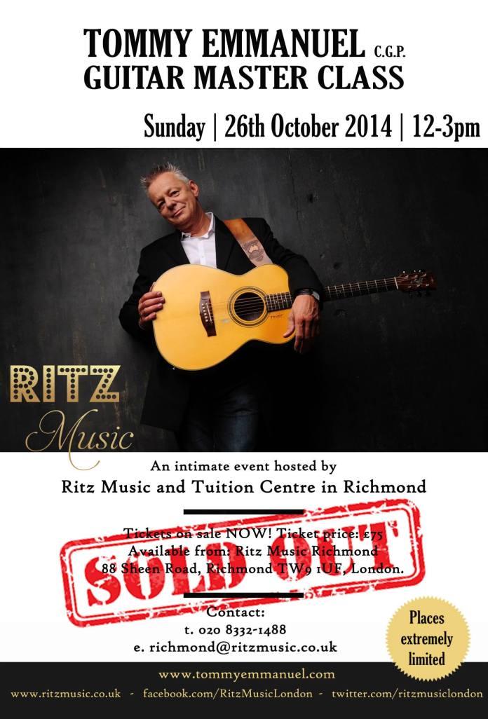 Tommy Emmanuel Master Class at Ritz Music, London 26th October 2014 e-shot designed by #CristinaSchek